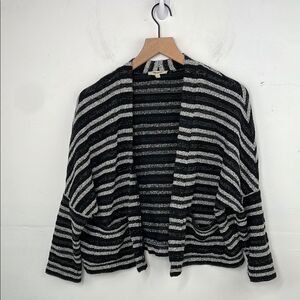 Madewell Oversized Striped Upbeat Open Front Cardigan With Pockets size XS